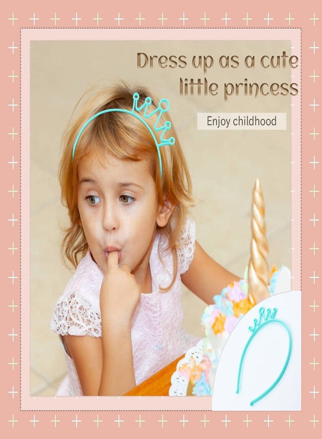 Dizila 12 Pack/6 Pairs Candy Color Plastic Crown Headbands with Tiny Teeth Hair Hoops Bands Clasps Birthday Party Decoration Tiaras Hair Accessories - Image 2